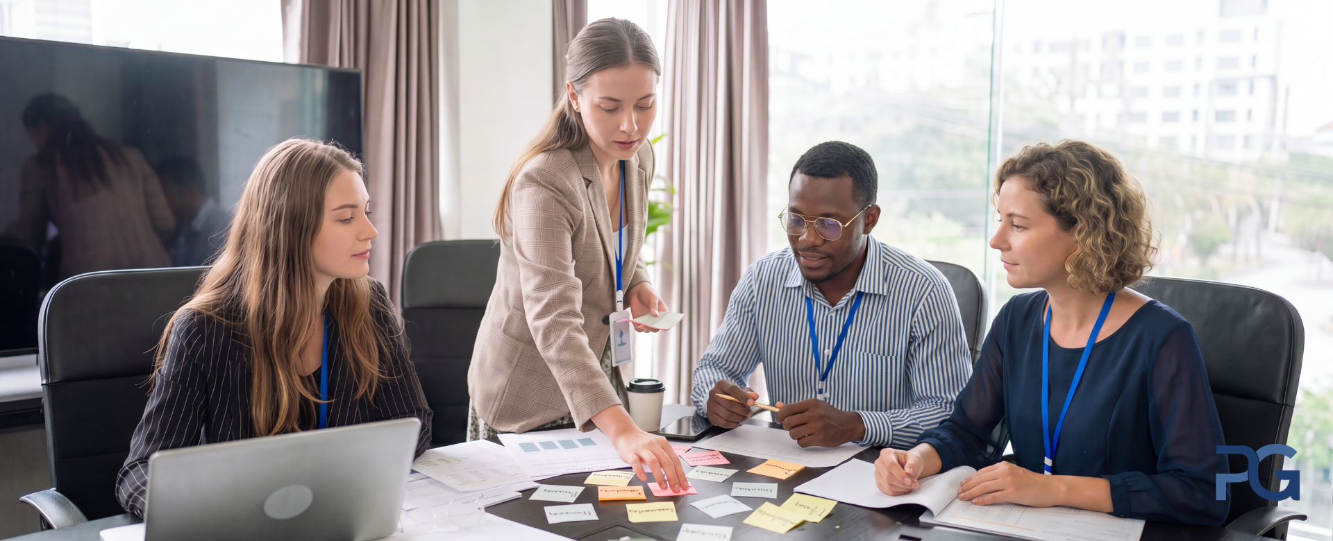 Group of executives planning strategies in a office.